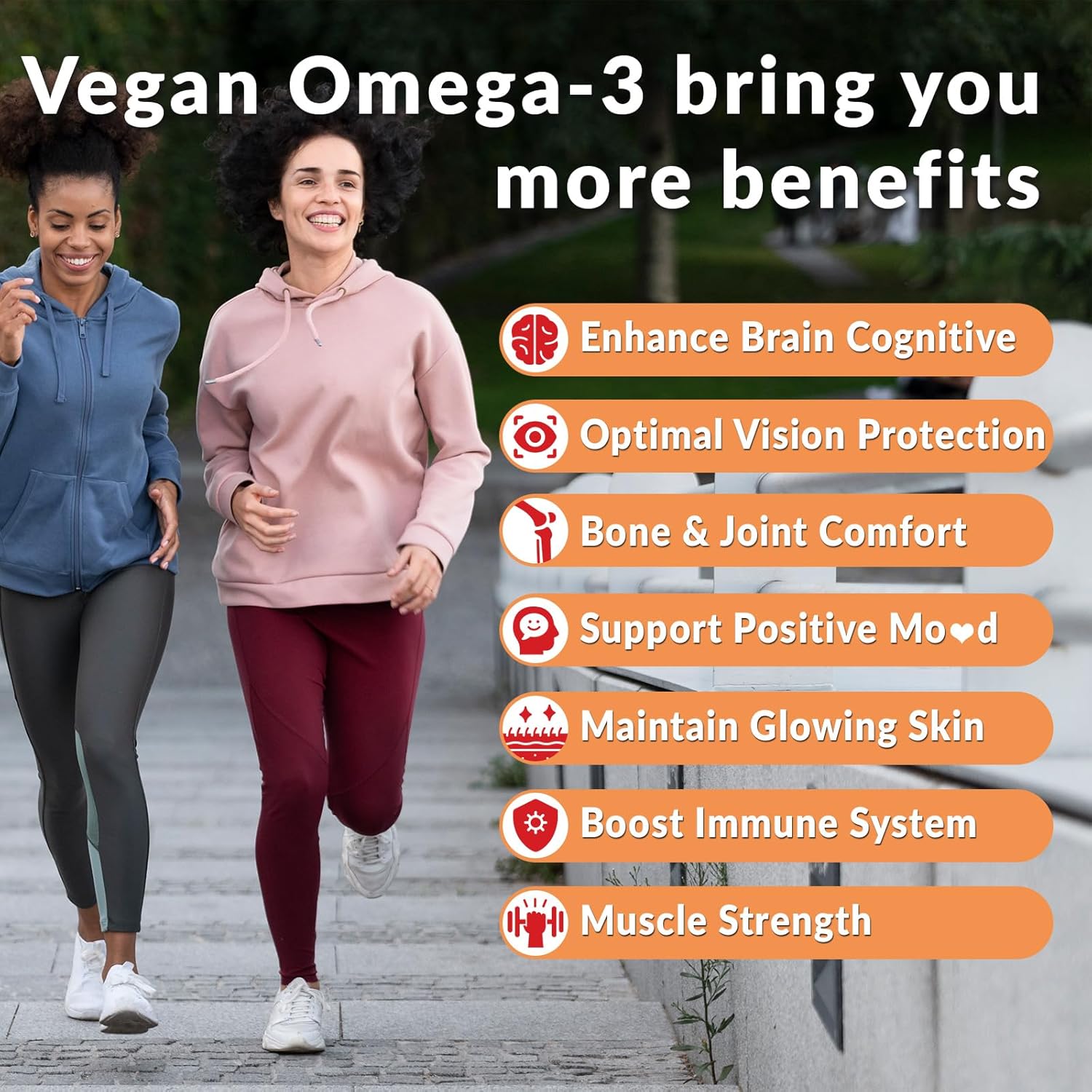 Algae Omega 3 Gummies for Adults - Sugar Free with 240mg DHA, 110mg EPA, Vitamin B12, CoQ10