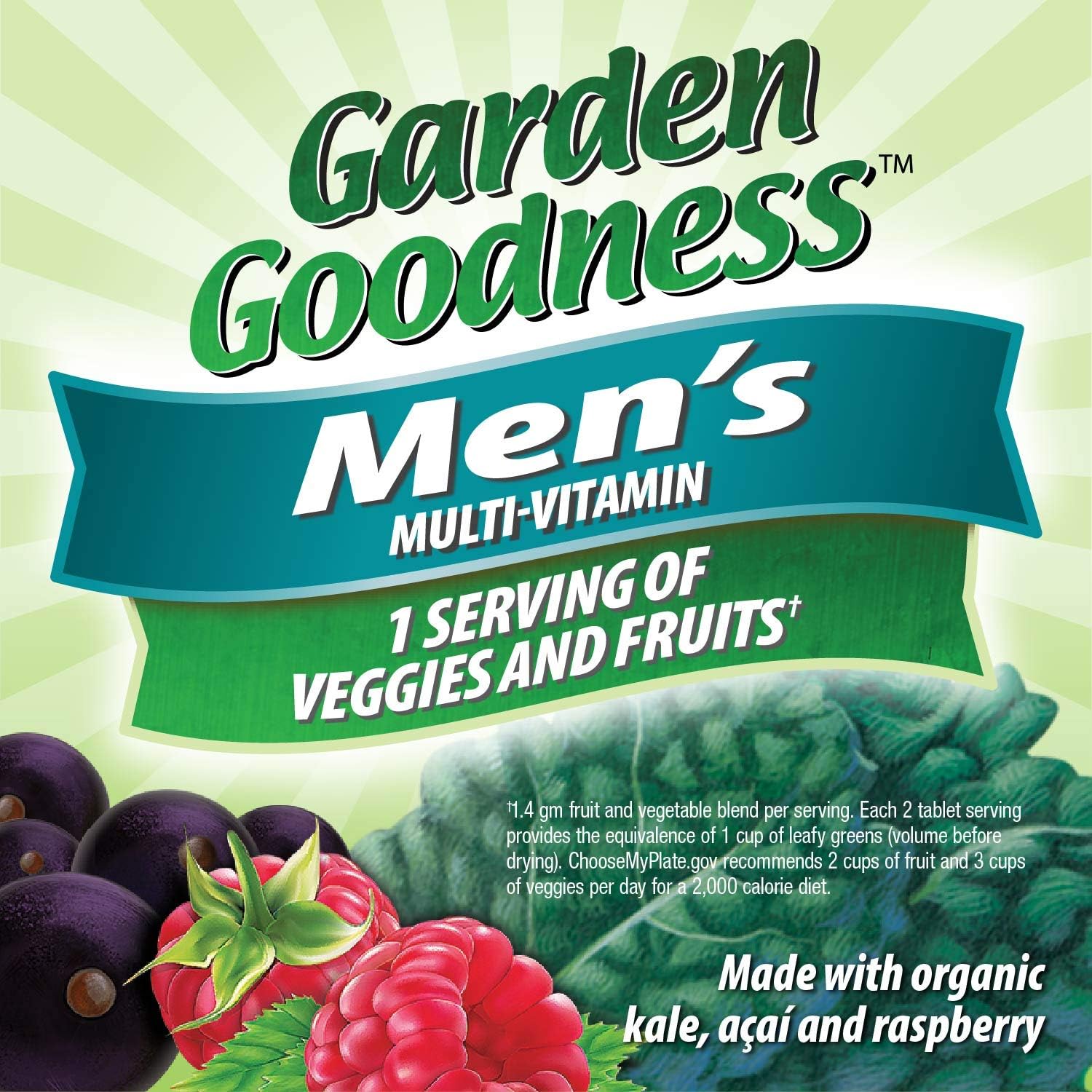 Alive! Garden Goodness Men's Multivitamin - 60 Tablets, High B-Vitamin Potency, Vegetables and Fruits in One Serving
