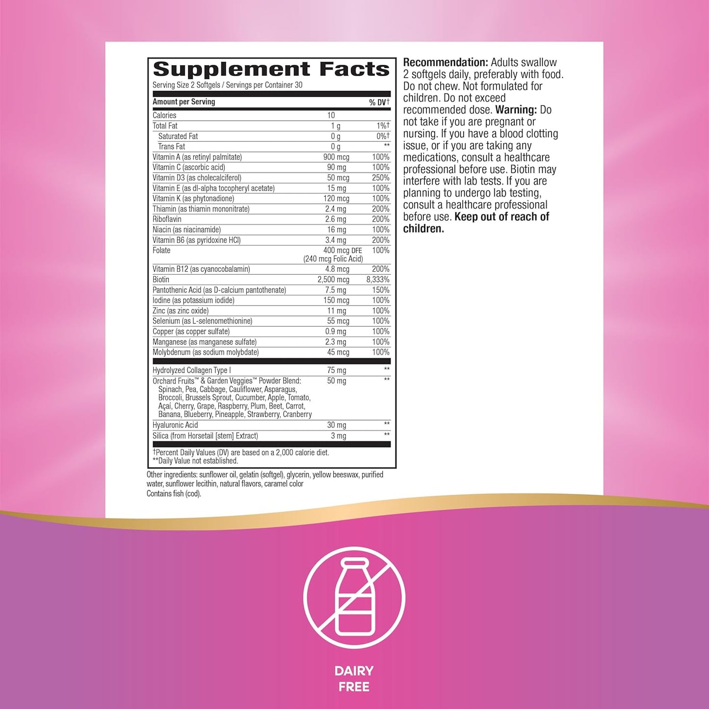 Alive! Hair, Skin & Nails Multivitamin - 60 Softgels with Biotin & Collagen by Nature's Way