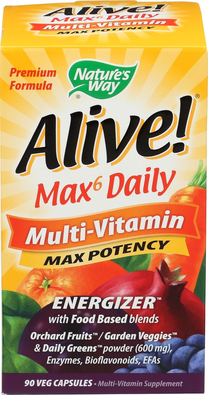 Alive! Max 6 Daily Multi-Vitamin 90 Veg Capsules by Nature's Way - Essential Daily Nutrition