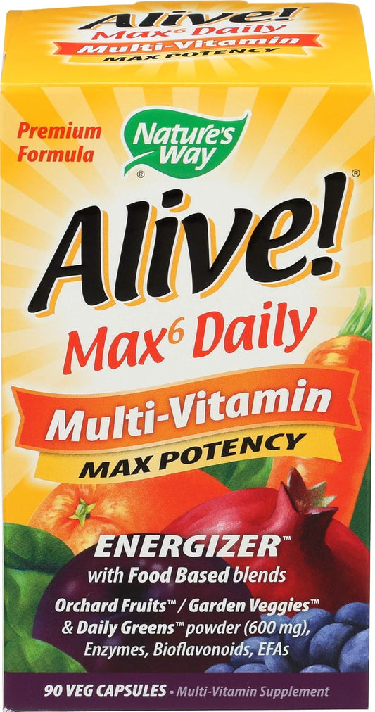 Alive! Max 6 Daily Multi-Vitamin 90 Veg Capsules by Nature's Way - Essential Daily Nutrition