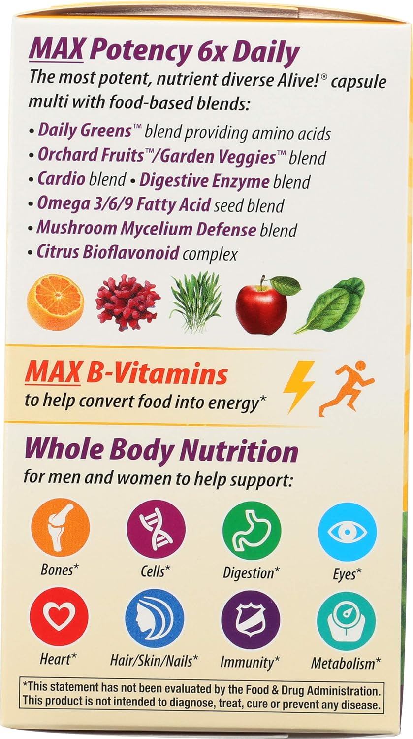 Alive! Max 6 Daily Multi-Vitamin 90 Veg Capsules by Nature's Way - Essential Daily Nutrition