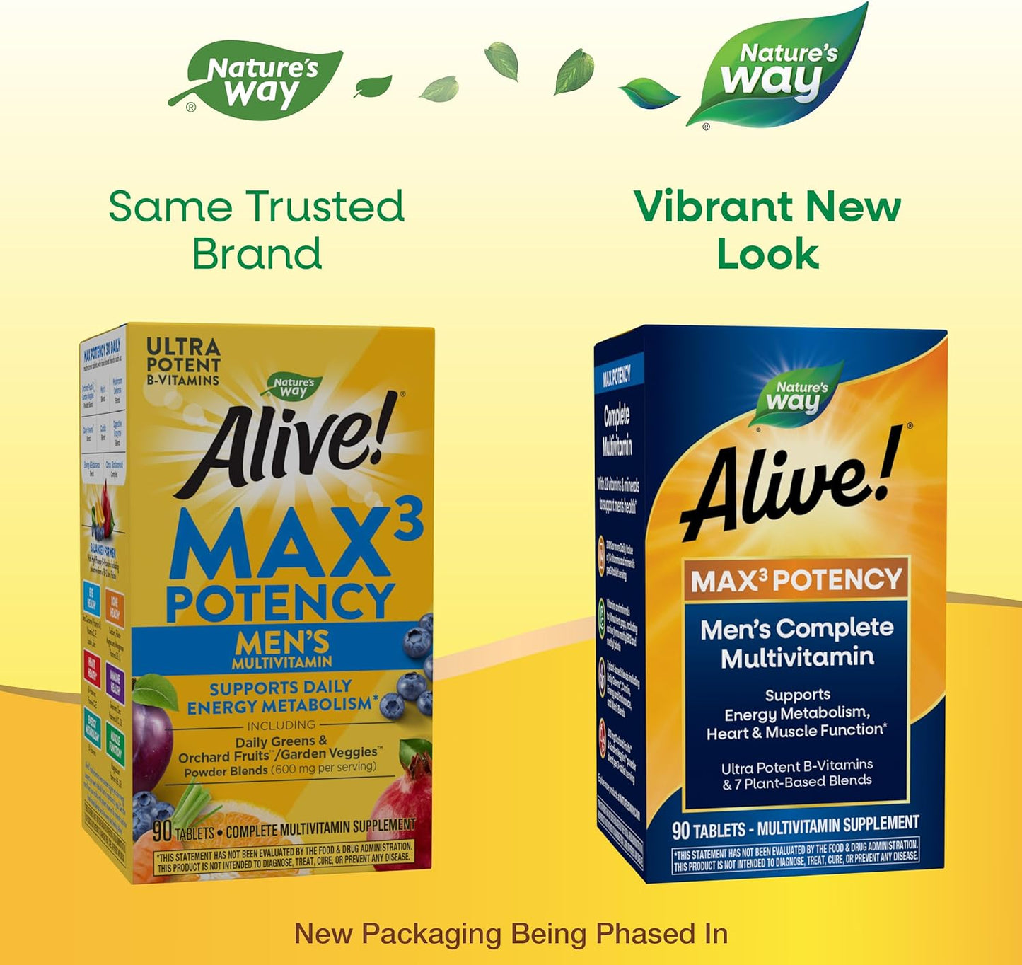 Alive! Men’s Max3 Potency Multivitamin with Methylated B12 and Folate, 90 Tablets - Supports Energy, Heart, and Muscle Function - Gluten-Free