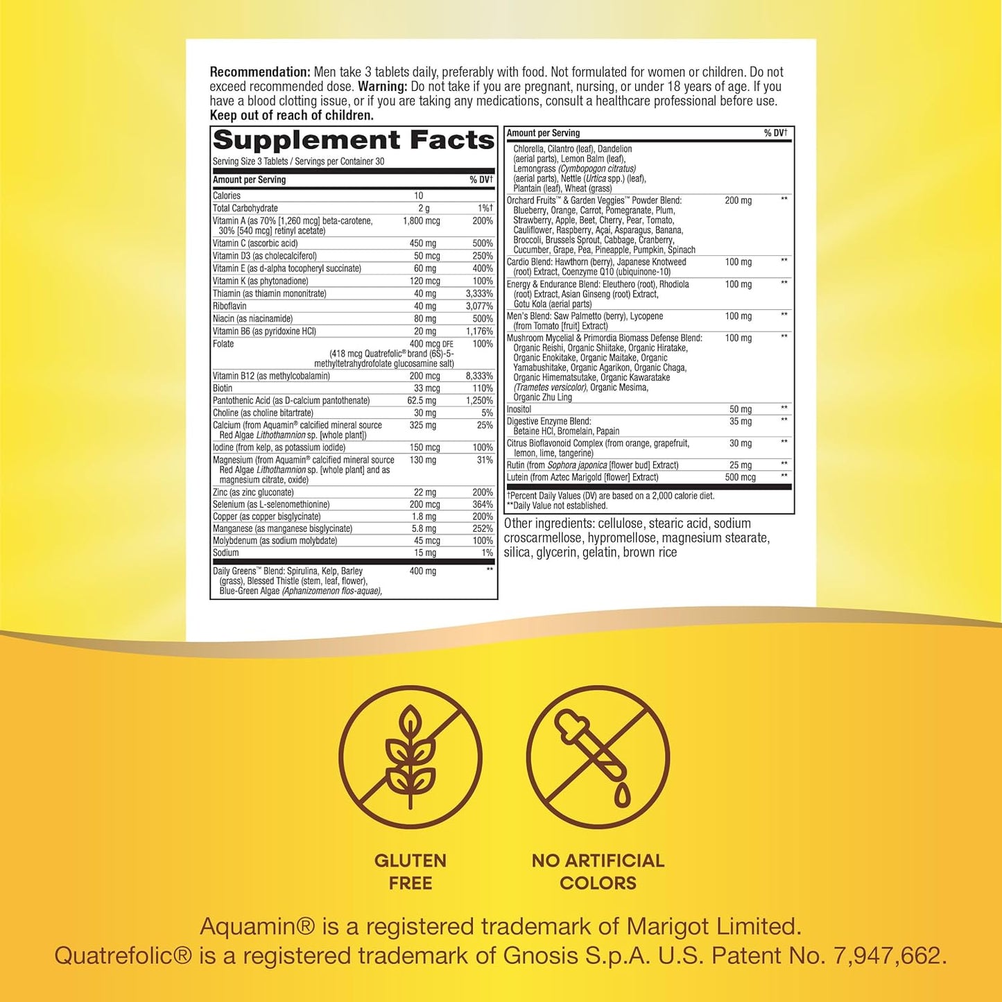Alive! Men’s Max3 Potency Multivitamin with Methylated B12 and Folate, 90 Tablets - Supports Energy, Heart, and Muscle Function - Gluten-Free