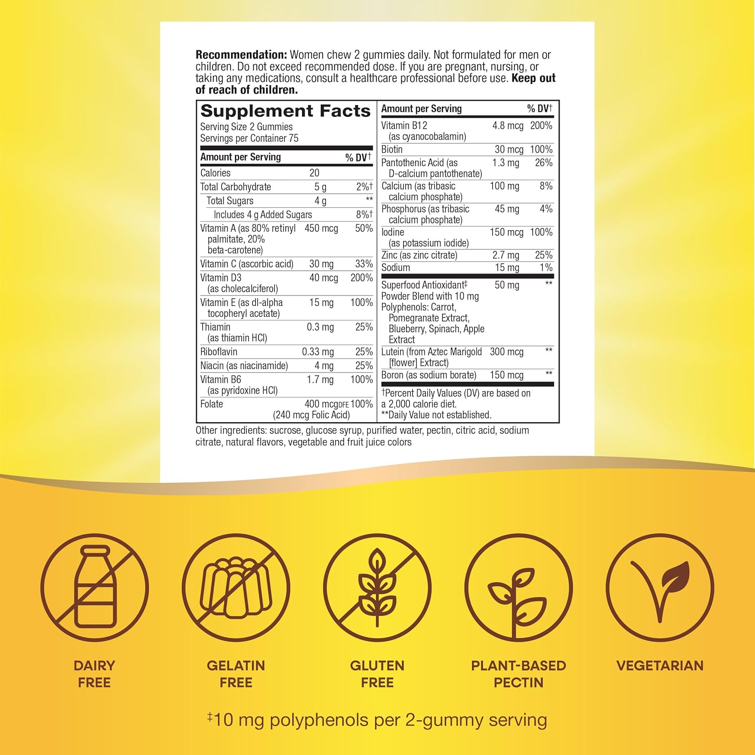 Alive Women’s 50+ Gummy Multivitamins - Supports Heart, Brain, & Bones - B-Vitamins - Mixed Berry Flavored - 150 Gummies