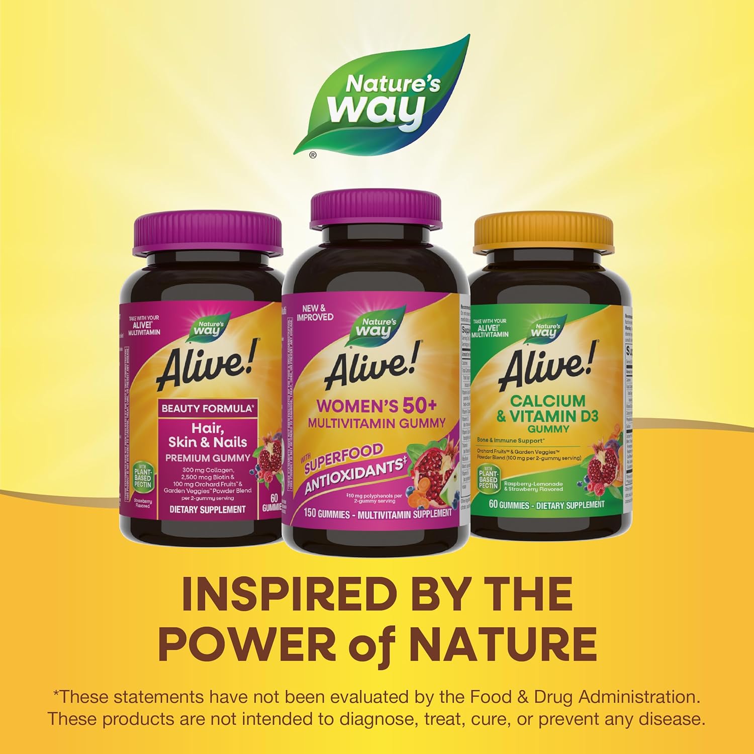 Alive Women’s 50+ Gummy Multivitamins - Supports Heart, Brain, & Bones - B-Vitamins - Mixed Berry Flavored - 150 Gummies