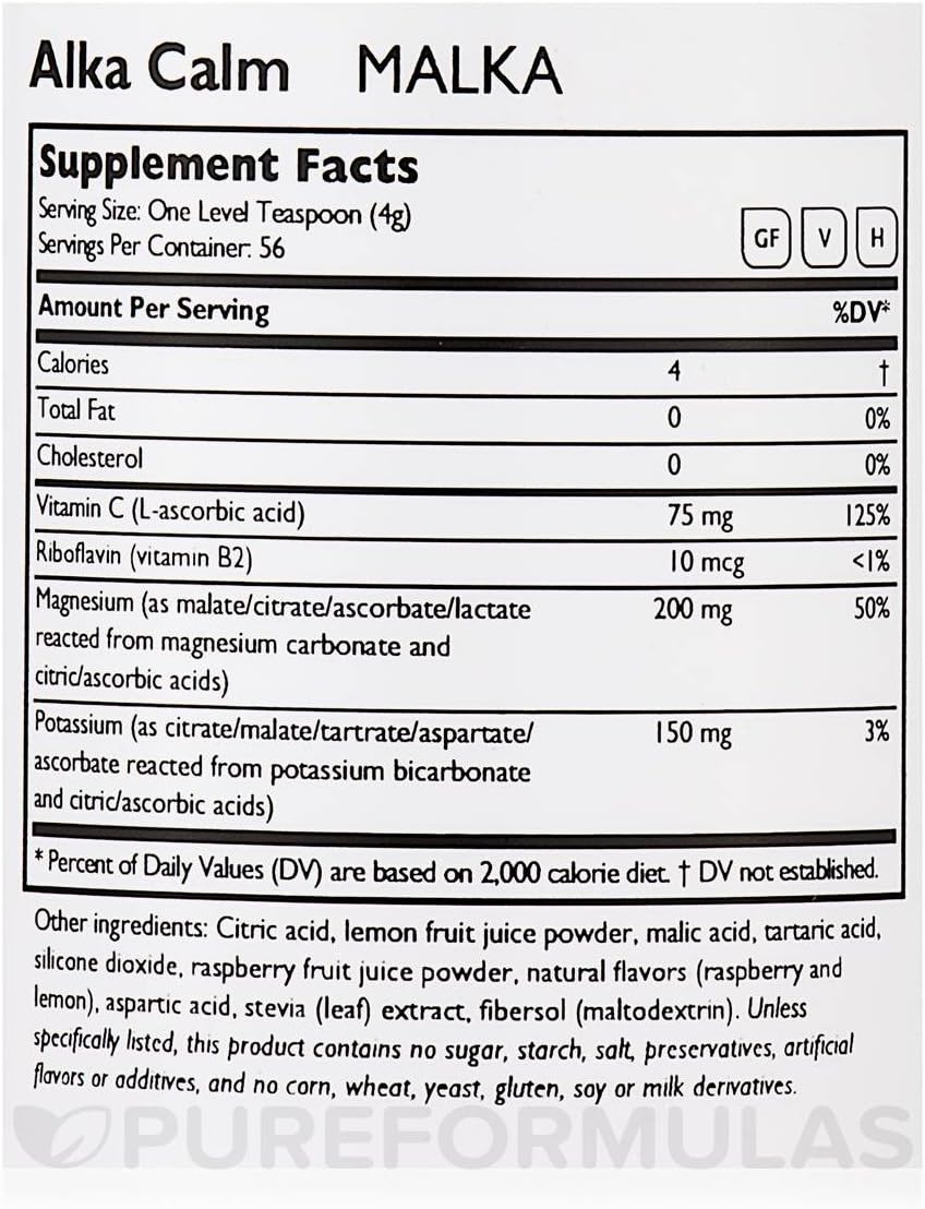 Alka Calm - Professional Magnesium and Potassium Drink Mix Powder for Complementary Health - Gluten Free, Vegetarian, Hypoallergenic - Raspberry Lemon Flavor