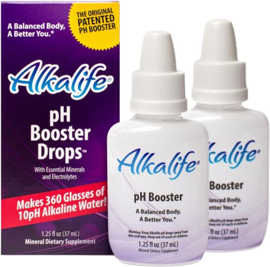 Alkalife Alkaline Water Drops | pH Booster with Minerals & Electrolytes | Balance pH, Immune Support, Peak Performance | Pack of 2