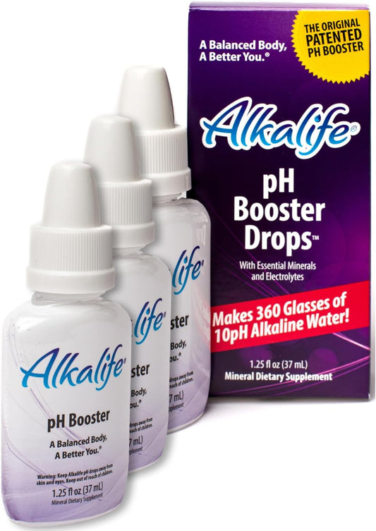 Alkalife Alkaline Water Drops with Patented pH Booster, Minerals & Electrolytes - 3 Pack for pH Balance, Immune Support, and Peak Performance