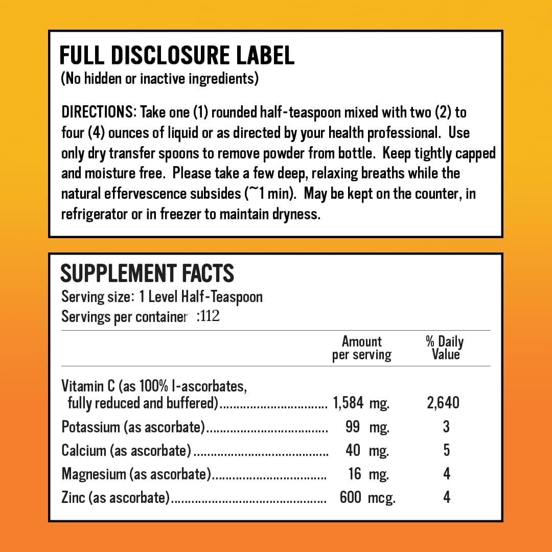 Alkaline for Life Alkalini-C Vitamin C Powder - 8oz Pure L-Ascorbate VIT C, Non-GMO, Buffered for Enhanced Absorption - Immune Support Supplement