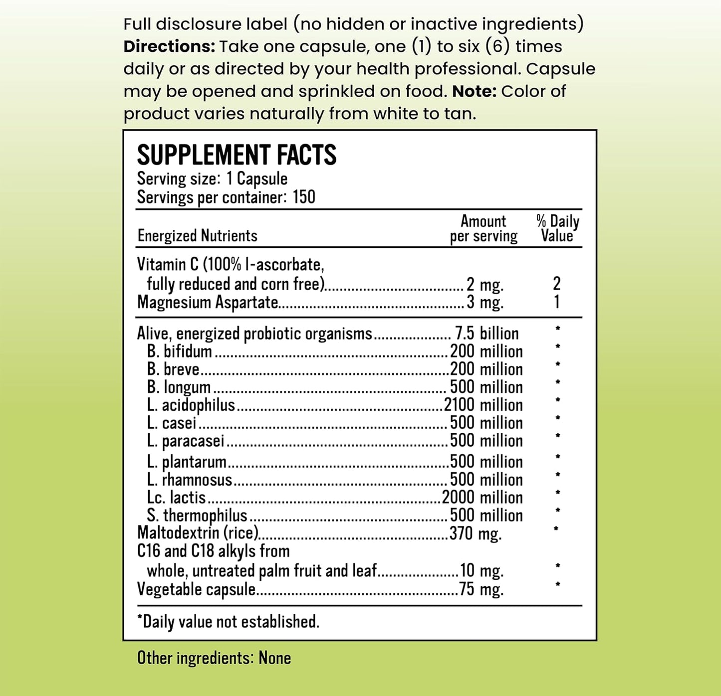 Alkaline for Life Peak Probiotic+ with 7.5 Billion Harvested Probiotics - 10 Strains for Gut Health - Acidophilus for Digestive Health - Men & Women