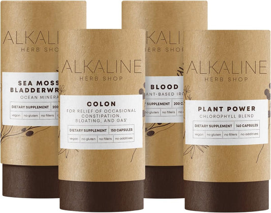 Alkaline Herb Shop Mild Detox Bundle with Sea Moss & Bladderwrack - Plant Power for Blood and Colon Health