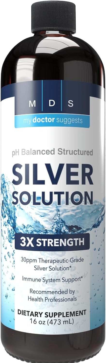 Alkaline Structured Silver Liquid Supplement 30ppm - Immune Support Drops - Extra Strength Colloidal Silver - Made in USA (16 oz)