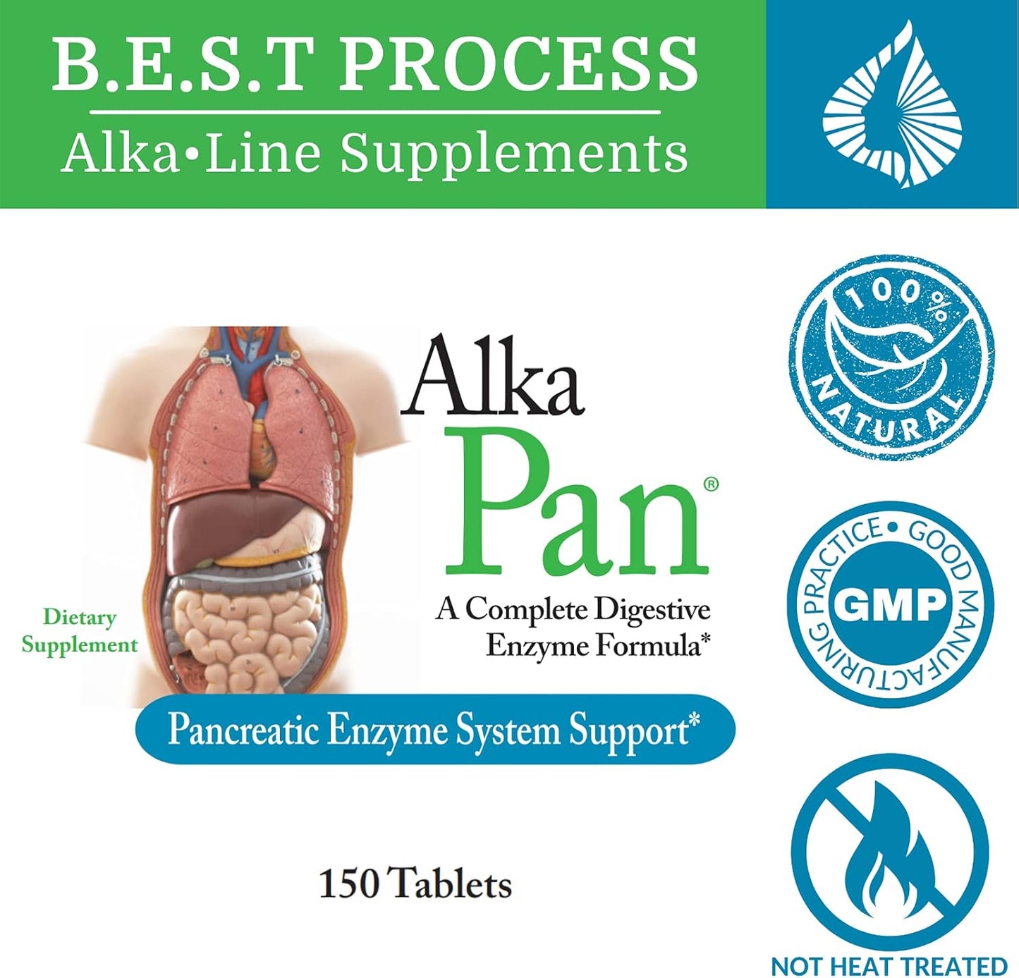 Alka•Pan by Morter HealthSystem: Natural Digestive Supplement with Pancreatic Enzymes, Antioxidants, and Superfoods (2 Pack)