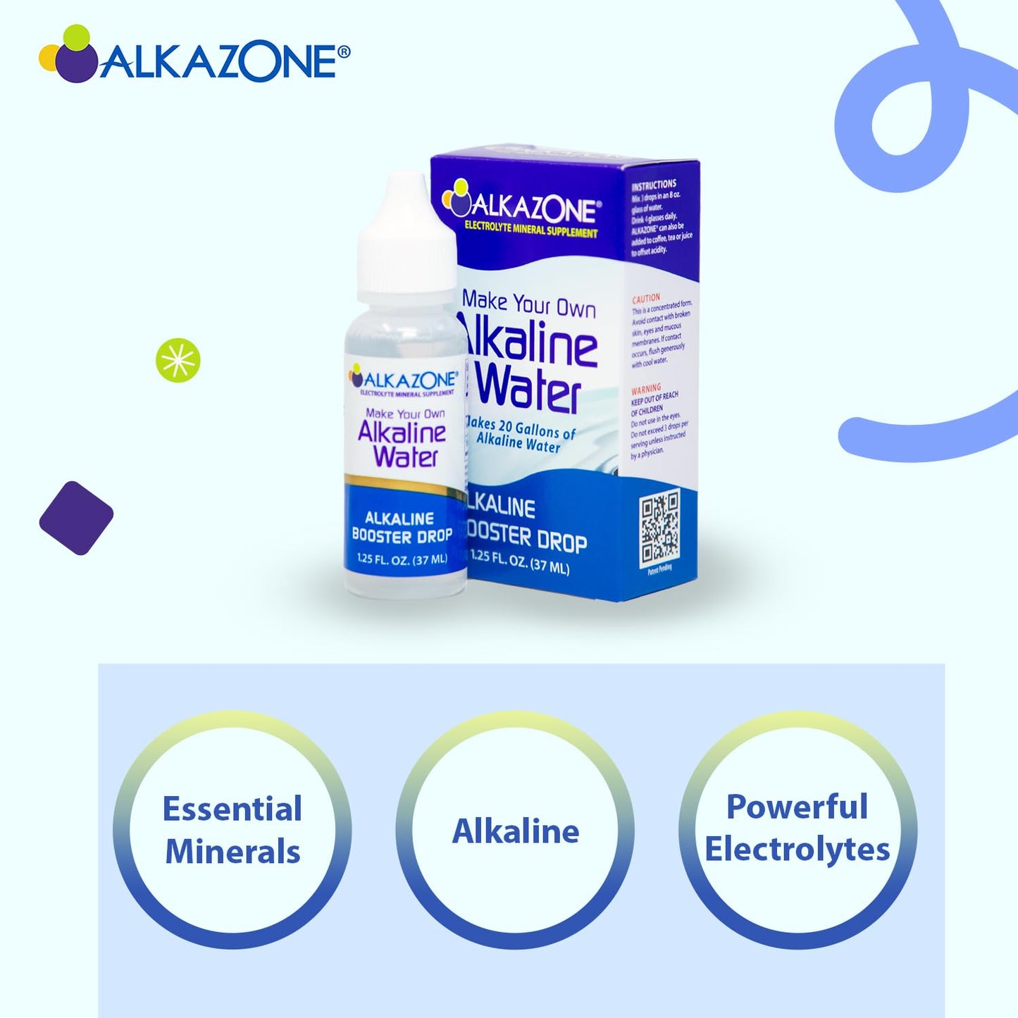 ALKAZONE Alkaline Booster Drops 1.25 oz (2 Packs) - Create Your Own Alkaline Water at Home
