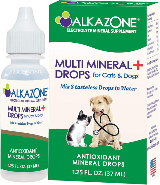 Alkazone Alkaline Multi Mineral Drops for Pets - Enhance Your Cat and Dog's Health with Alkaline Water and Essential Minerals