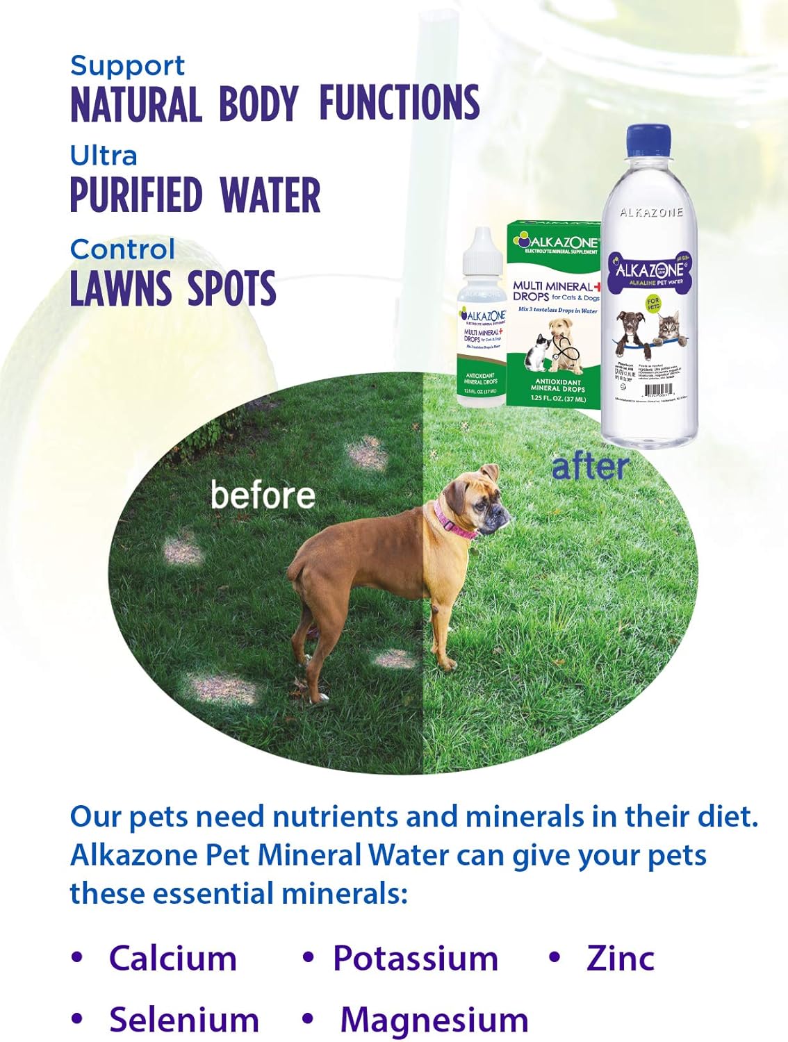 Alkazone Alkaline Multi Mineral Drops for Pets | Mineral Rich Alkaline Drops | Tasteless & Flavorless | 3 Pack | 360 Servings | 10 Gallons Yield