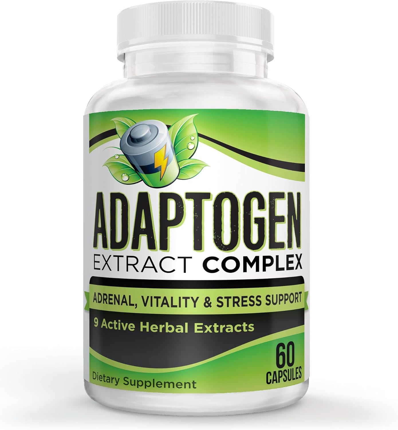 All-in-1 Adaptogen Blend Supplement with 9 Herbal Extracts - Natural Energizing Complex for Recovery - 30 Day Supply of 60 Capsules