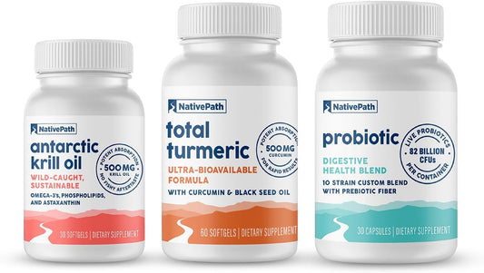 All-in-One Daily Health Supplement with Krill Oil, Turmeric, and Probiotic - 30 Servings
