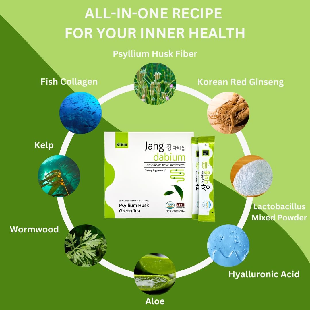 All-in-One Digestive Health Supplement with Psyllium Husk Fiber & Fish Collagen - 30 Packets