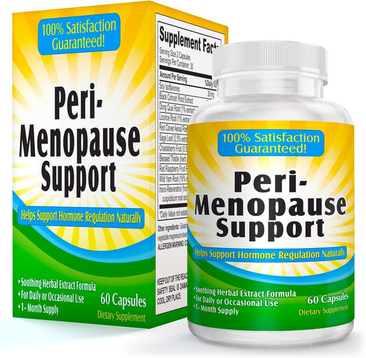All-in-One Perimenopause Support Supplement with Herbal Extracts - 12 Active Ingredients for Women - 60 Capsules