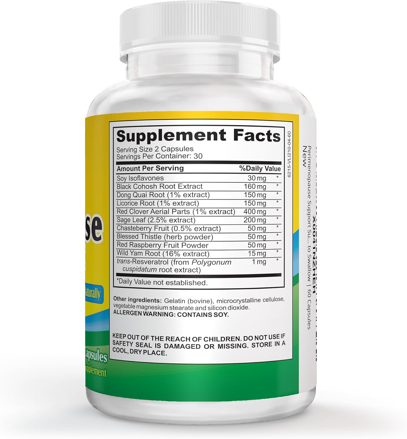 All-in-One Perimenopause Support Supplement with Herbal Extracts - 12 Active Ingredients for Women - 60 Capsules