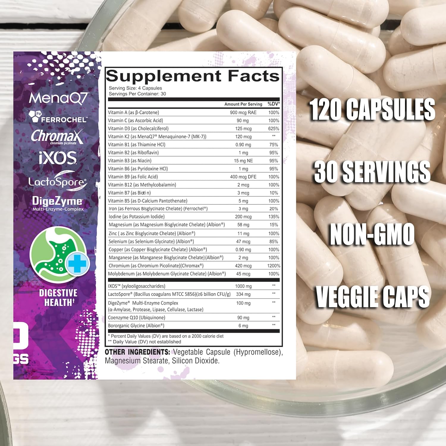 All-in-One Softgel Multi-Vitamin with Probiotics, Prebiotics, and Digestive Enzymes for Gut Health, 120 Count