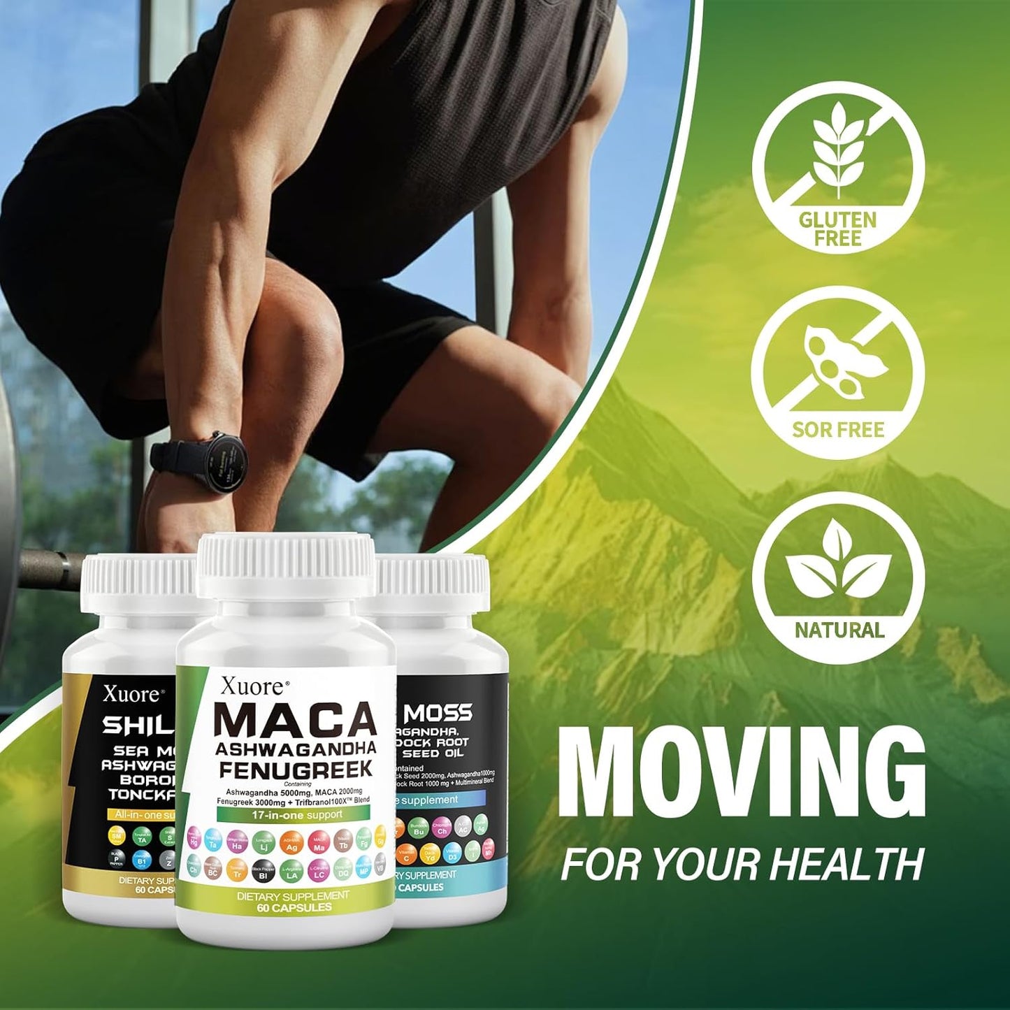 All-in-One Supplement Pack with Sea Moss, Black Seed Oil, Ashwagandha, Ginger, and More for Enhanced Wellness