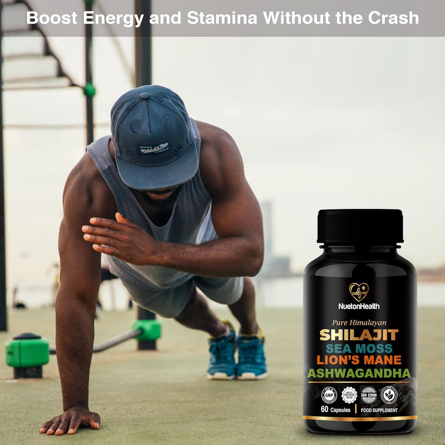 All-in-One Vegan Capsules for Mind, Body, and Vitality with Shilajit, Sea Moss, Lion's Mane, and Ashwagandha - 60 Capsules