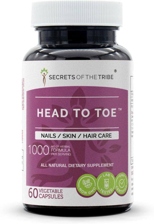 All-Natural 1000mg Head to Toe Care Capsules with Chamomile, Witch Hazel, Turmeric, and More for Nails, Skin, and Hair - 60 Count