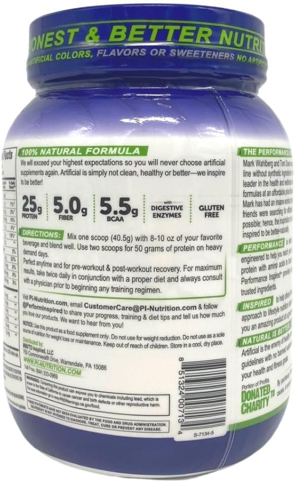 All Natural Blueberry WHEY Protein Powder with 25G Protein, BCAAs, Digestive Enzymes, and Fiber - 2lb Pack by PERFORMANCE INSPIRED Nutrition