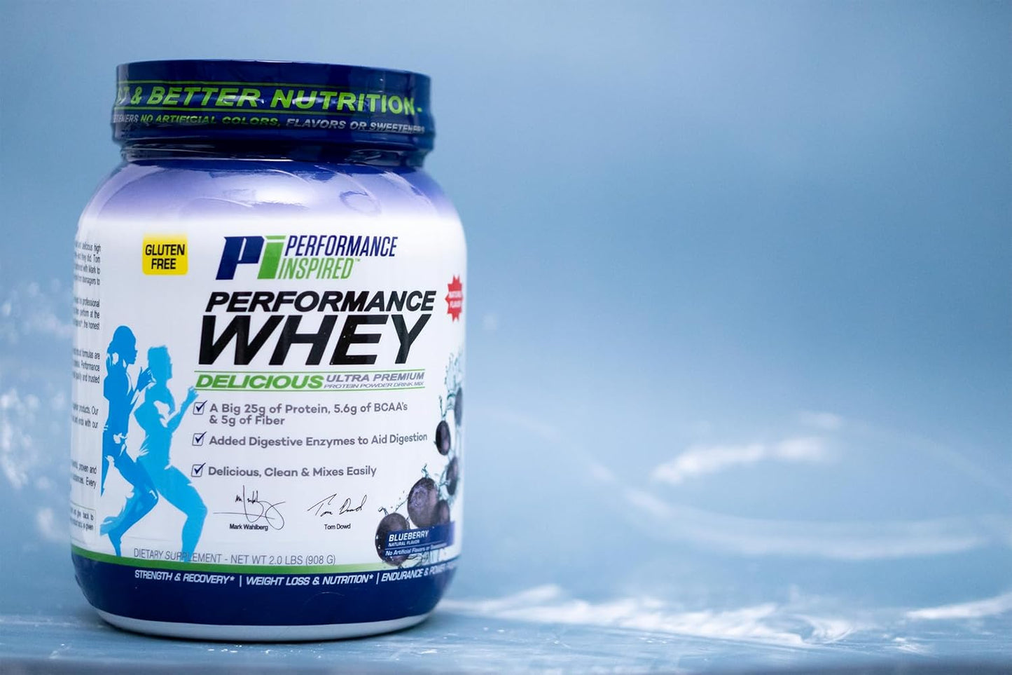 All Natural Blueberry WHEY Protein Powder with 25G Protein, BCAAs, Digestive Enzymes, and Fiber - 2lb Pack by PERFORMANCE INSPIRED Nutrition