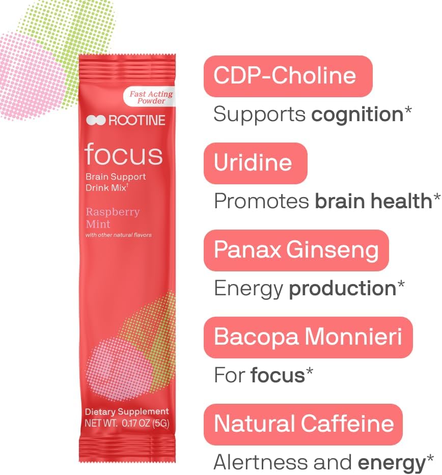 All Natural Brain Support Drink Mix with Adaptogenic Herbs & Antioxidants for Energy & Mood Boost (10 Pack)