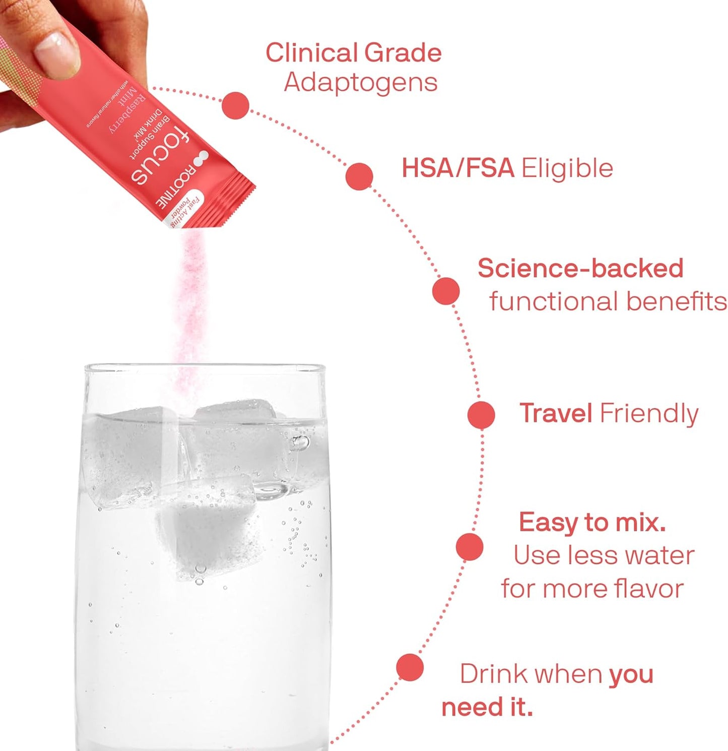 All Natural Brain Support Drink Mix with Adaptogenic Herbs & Antioxidants for Energy & Mood Boost (10 Pack)