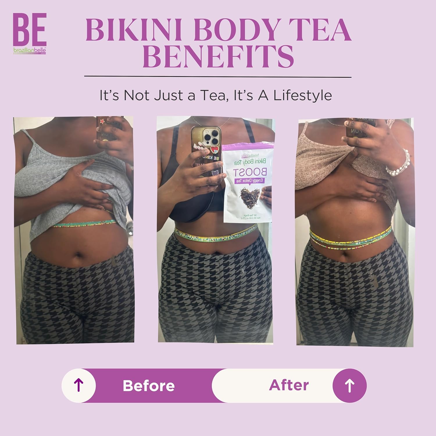All Natural Brazilian Belle Bikini Body Detox Tea - Gentle Colon Cleanse Tea for Weight Support & Bloating Relief - Herbal Blend (30 ct)