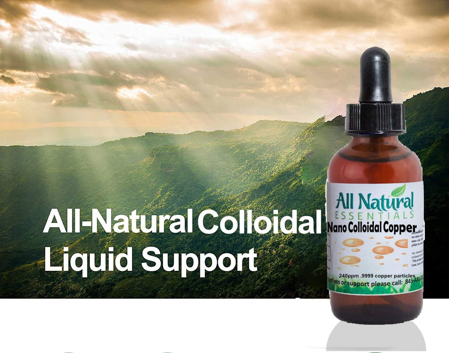 All-Natural Colloidal Copper Liquid Mineral Supplement 2oz Bottle - 240ppm Concentration - Kosher Certified for Adults, Men, Women, Kids - With Dropper