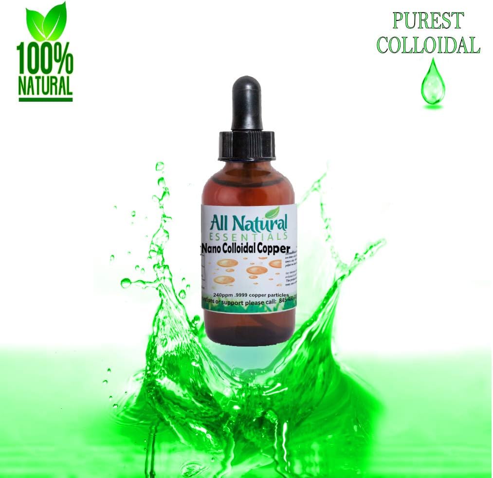All-Natural Colloidal Copper Liquid Mineral Supplement 2oz Bottle - 240ppm Concentration - Kosher Certified for Adults, Men, Women, Kids - With Dropper