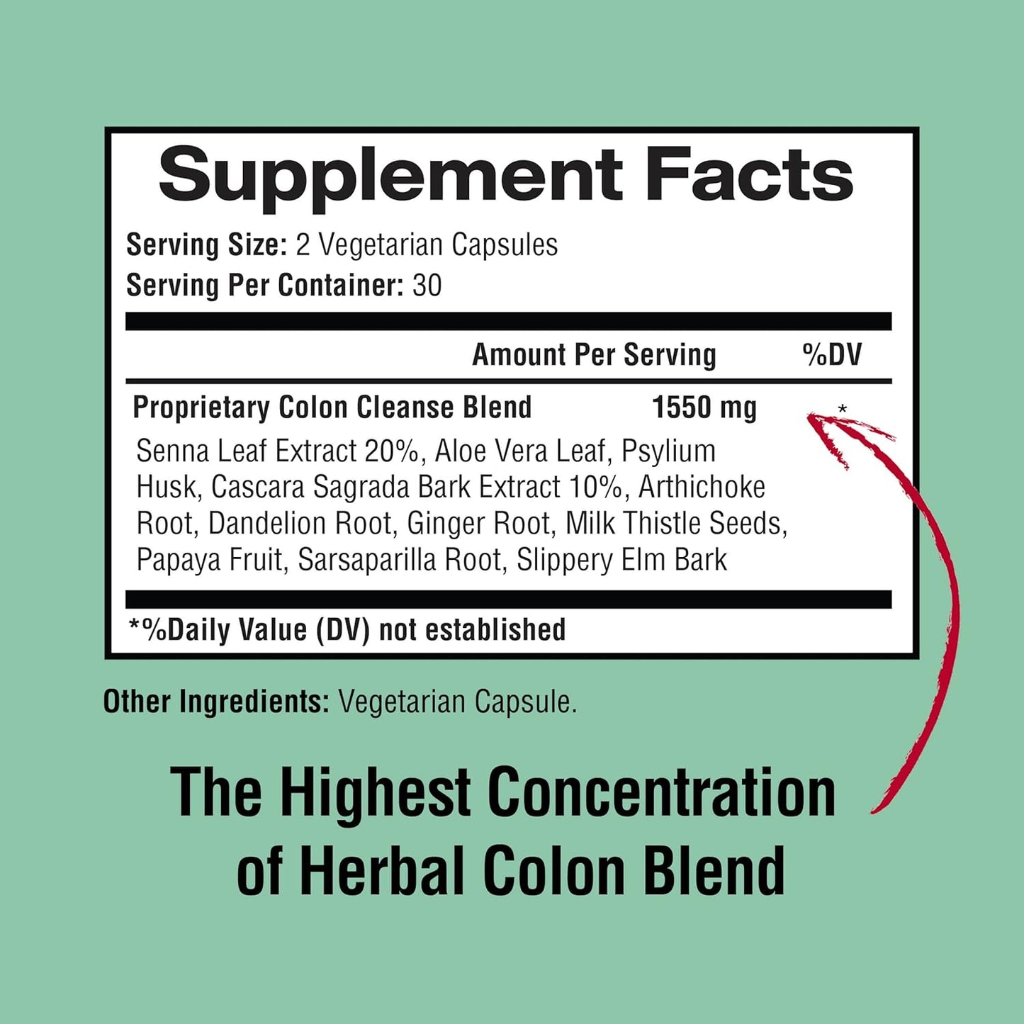 All Natural Colon Cleanse Detox Herbal Formula for Healthy Bowel Movements & Gut Health - Non-GMO - 60 Capsules