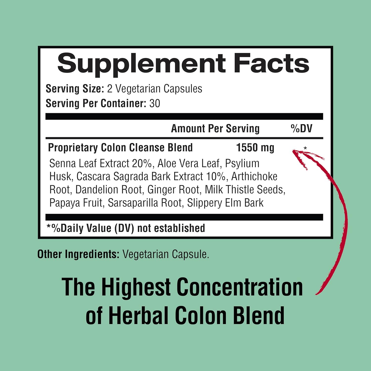 All Natural Colon Cleanse Detox Herbal Formula for Healthy Bowel Movements & Gut Health - Non-GMO - 60 Capsules