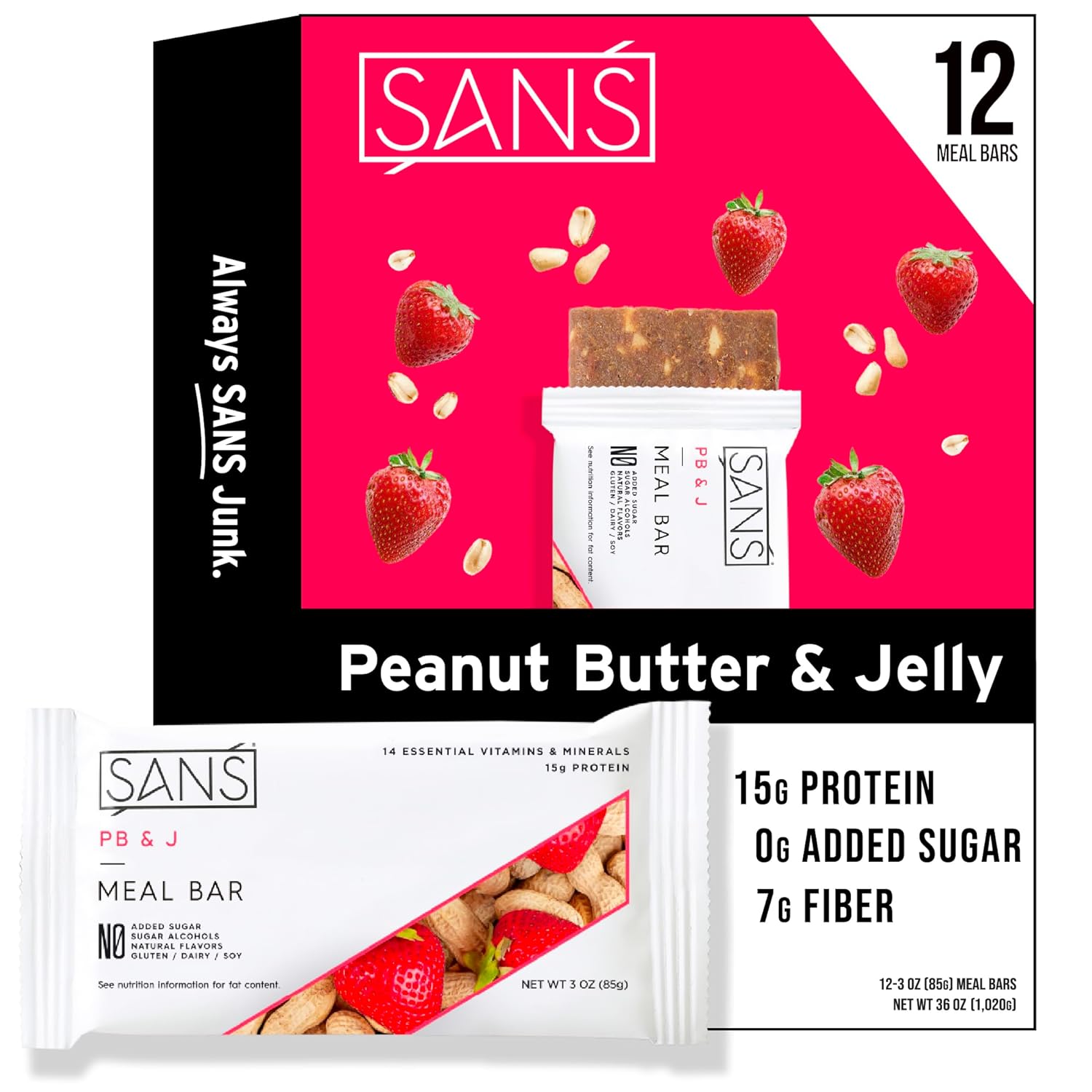 All-Natural Dairy-Free Protein Bar with 14 Vitamins & Minerals - Gluten-Free Meal Replacement Bar (12 Pack)