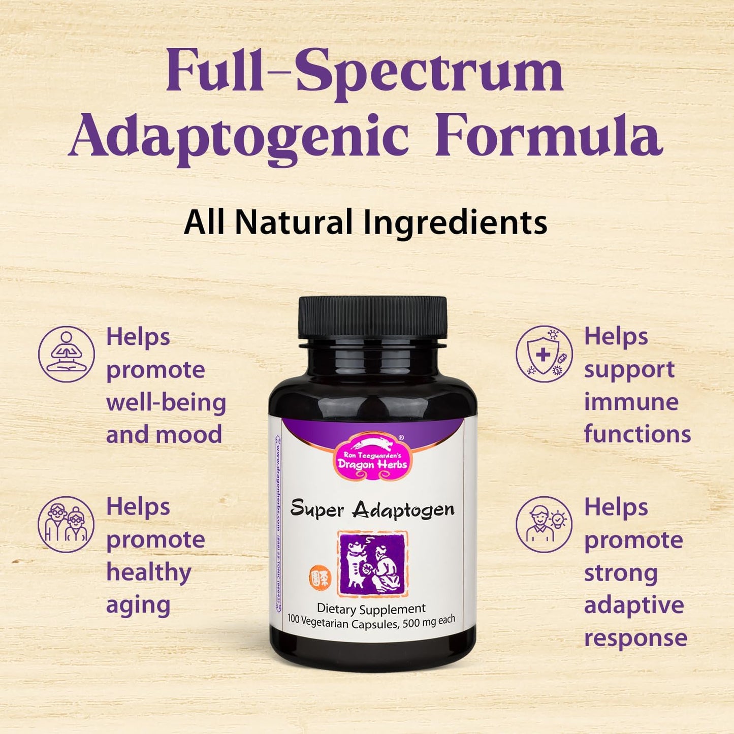 All Natural Dragon Herbs Super Adaptogen Supplement for Well-Being, Mood, and Immune Function - Non-GMO with 100 Capsules