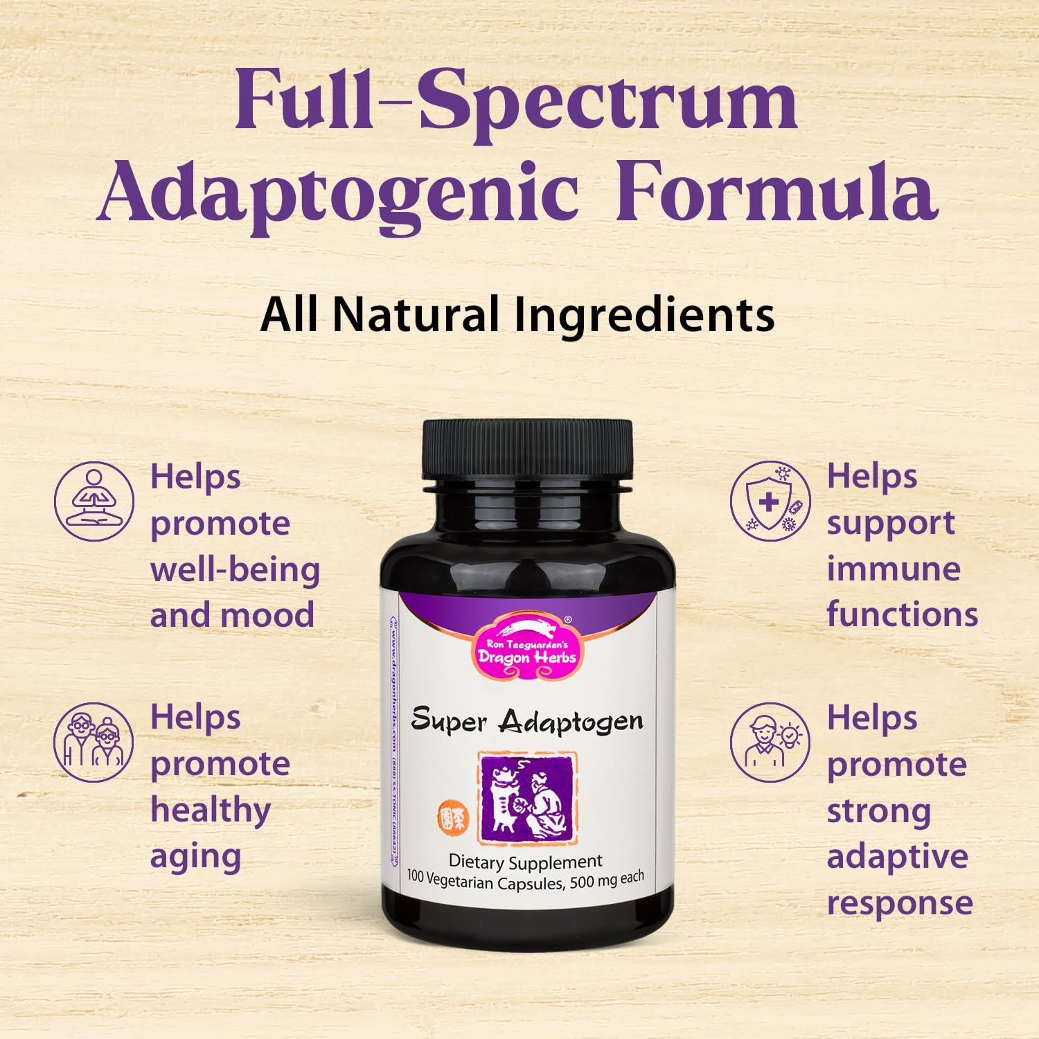 All Natural Dragon Herbs Super Adaptogen Supplement for Well-Being, Mood, and Immune Function - Non-GMO with 100 Capsules