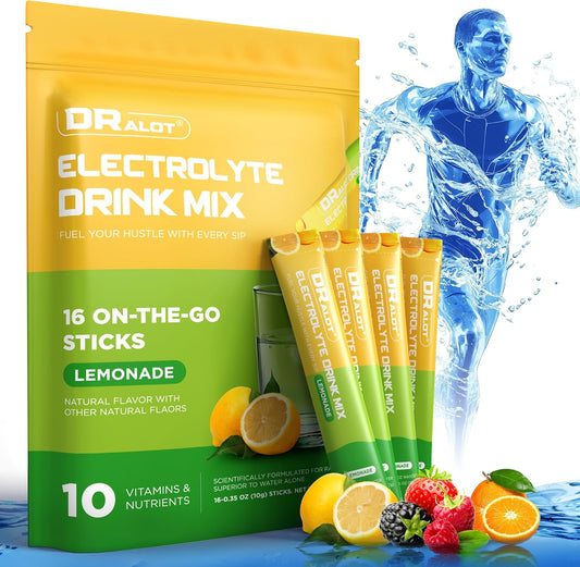 All Natural Electrolyte Powder Packets with 5 Electrolytes & 5 Vitamins for Rapid Hydration & Recovery - Variety Pack of 16 Sticks, Sugar Free, Keto Friendly, Vegan & Non-GMO