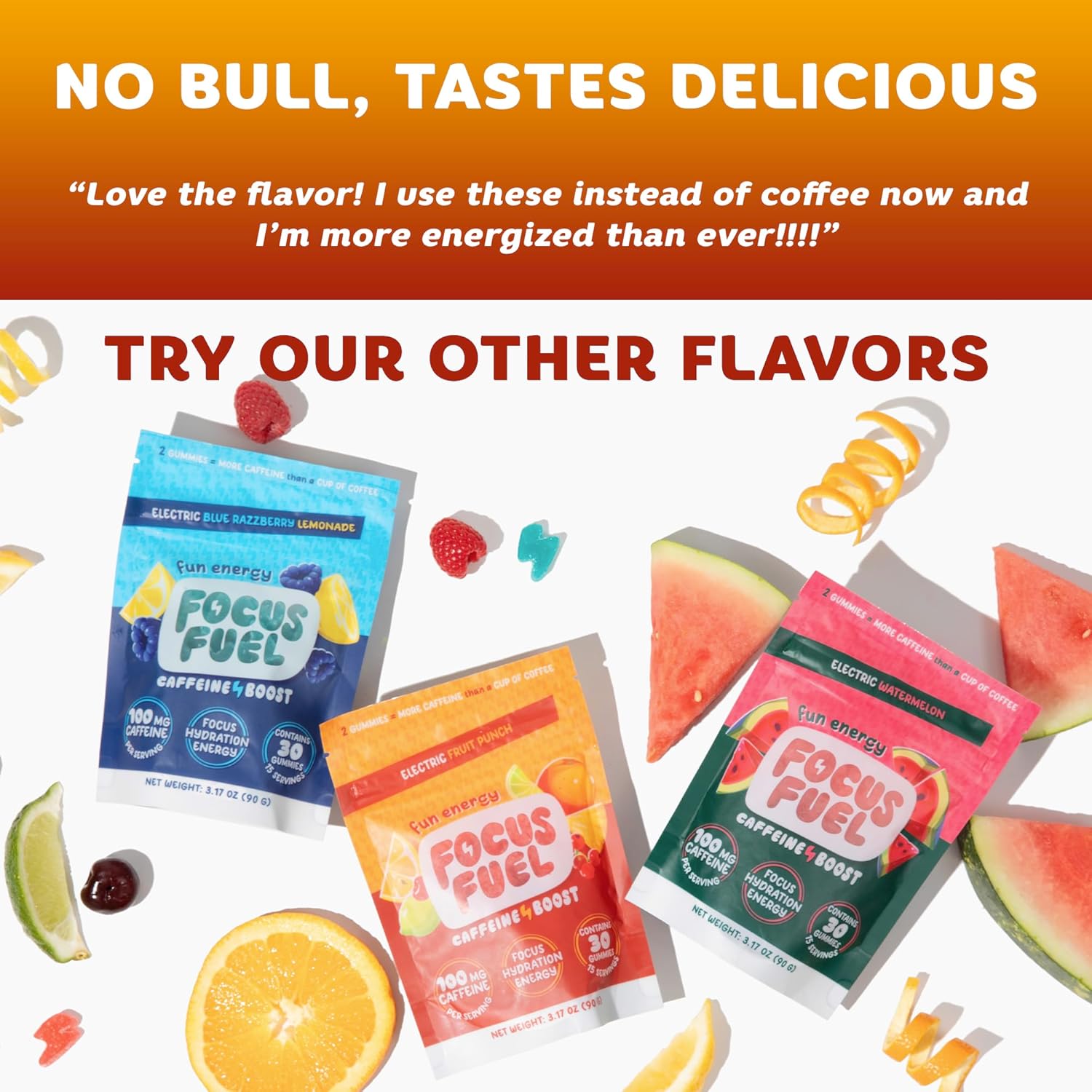 All-Natural FocusFuel Energy Chews - Boost Focus and Energy with 100mg Caffeine, B12, Magnesium, Electrolytes - Fruit Punch Flavor, 30 Chews - BoostGo Australia