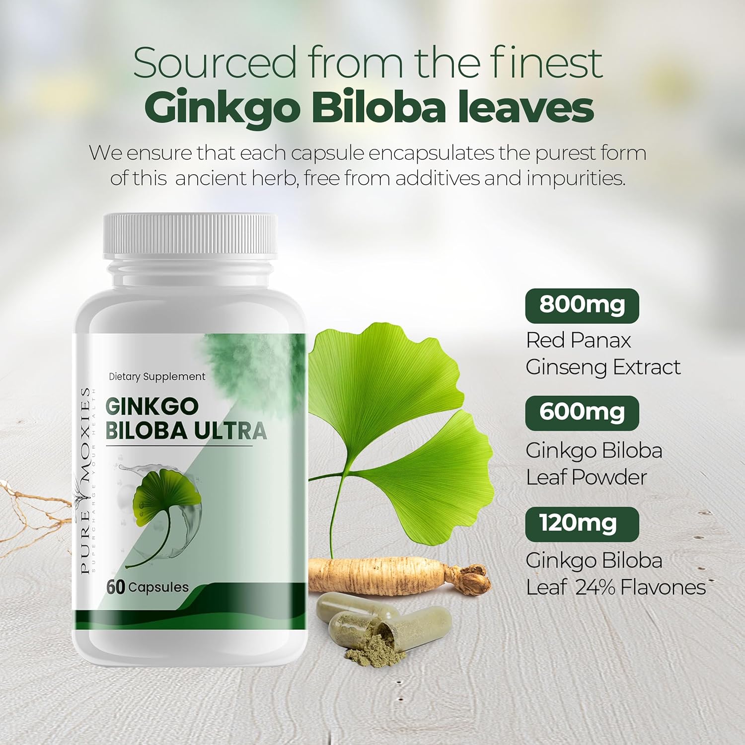 All Natural Ginkgo Biloba and Ginseng Brain Supplement for Memory, Alertness, and Circulation
