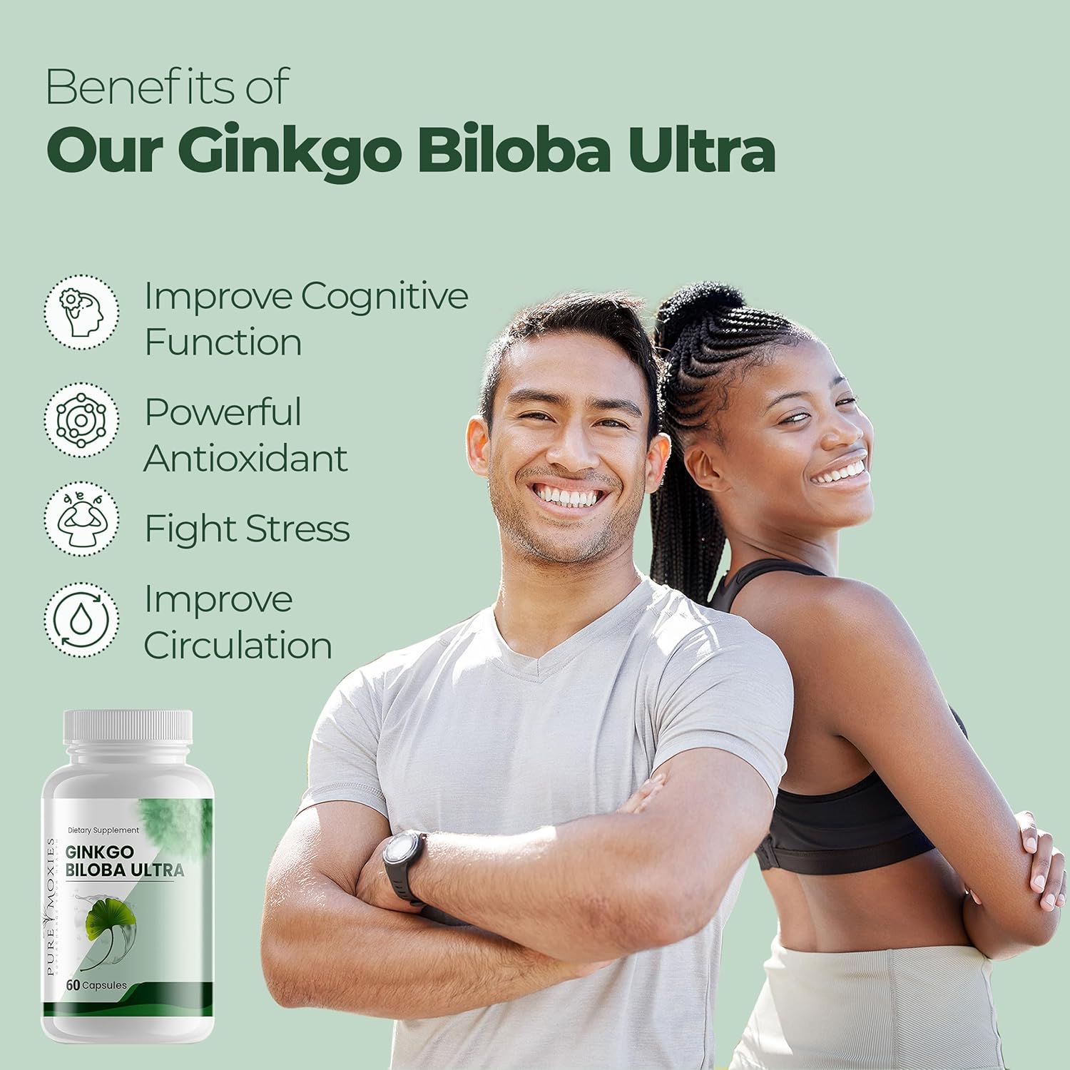 All Natural Ginkgo Biloba and Ginseng Brain Supplement for Memory, Alertness, and Circulation