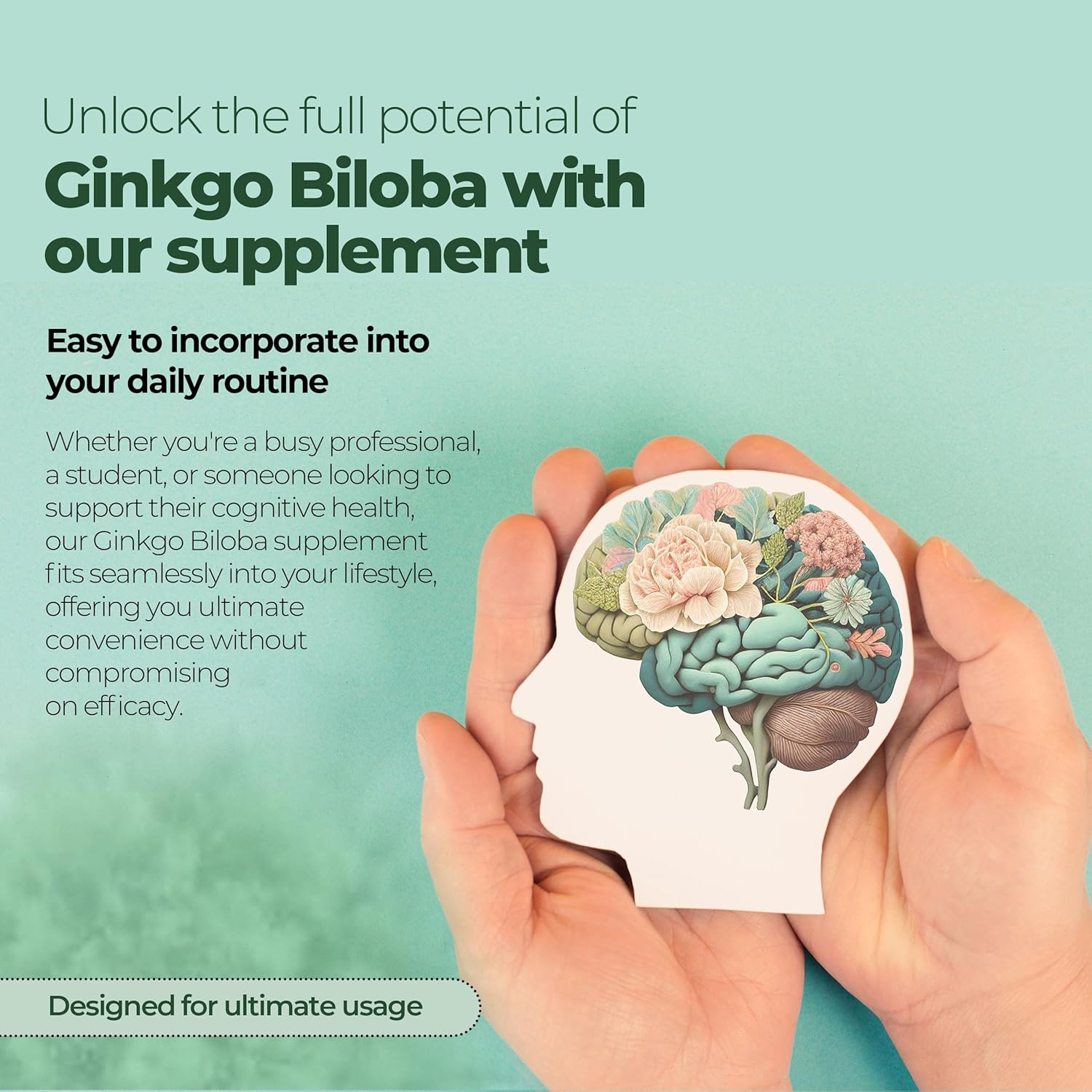All Natural Ginkgo Biloba and Ginseng Brain Supplement for Memory, Alertness, and Circulation
