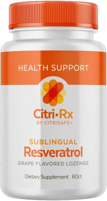 All-Natural Grape Flavored CitriSafe CitriRx Resveratrol Sublingual Lozenge for Overall Health Support - 60 Count