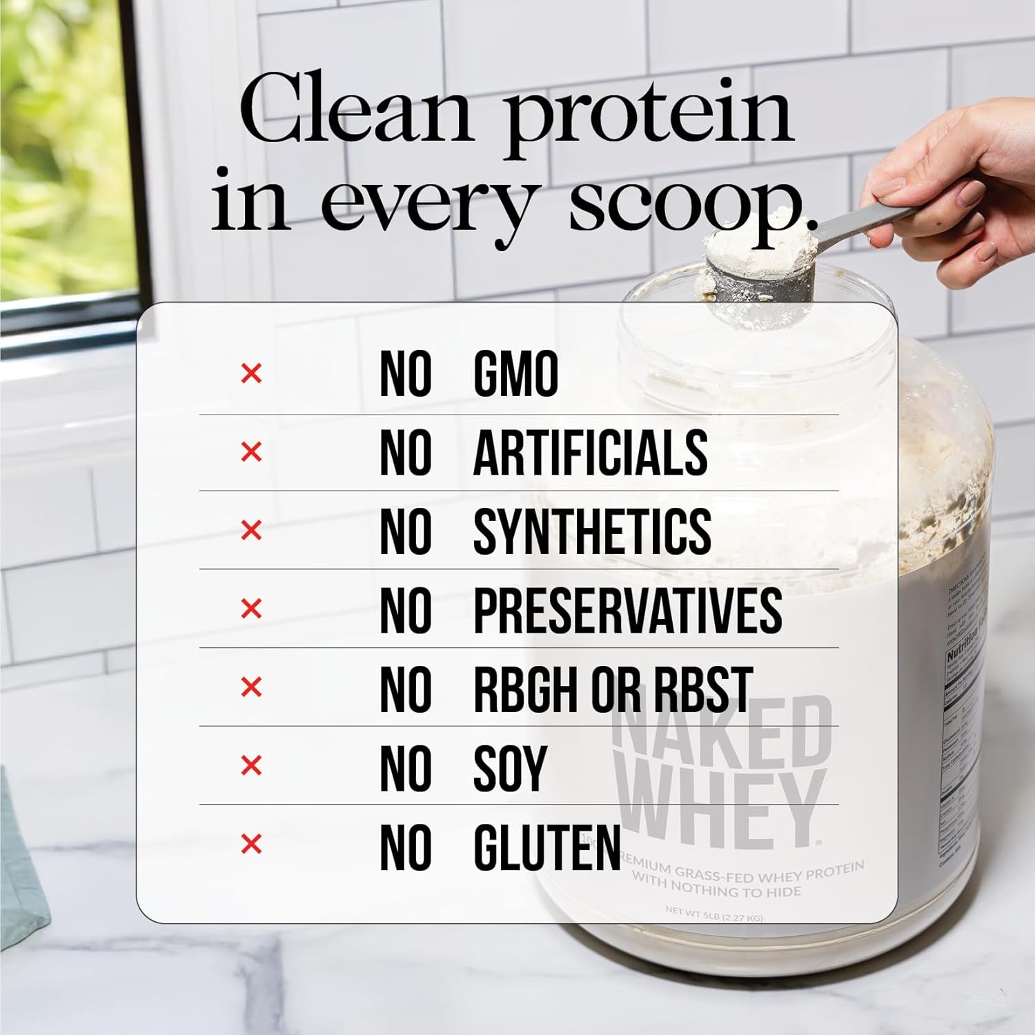 All Natural Grass Fed Strawberry Whey Protein Powder - 5lb Bulk - GMO-Free - Soy & Gluten Free - Muscle Growth & Recovery - 61 Servings