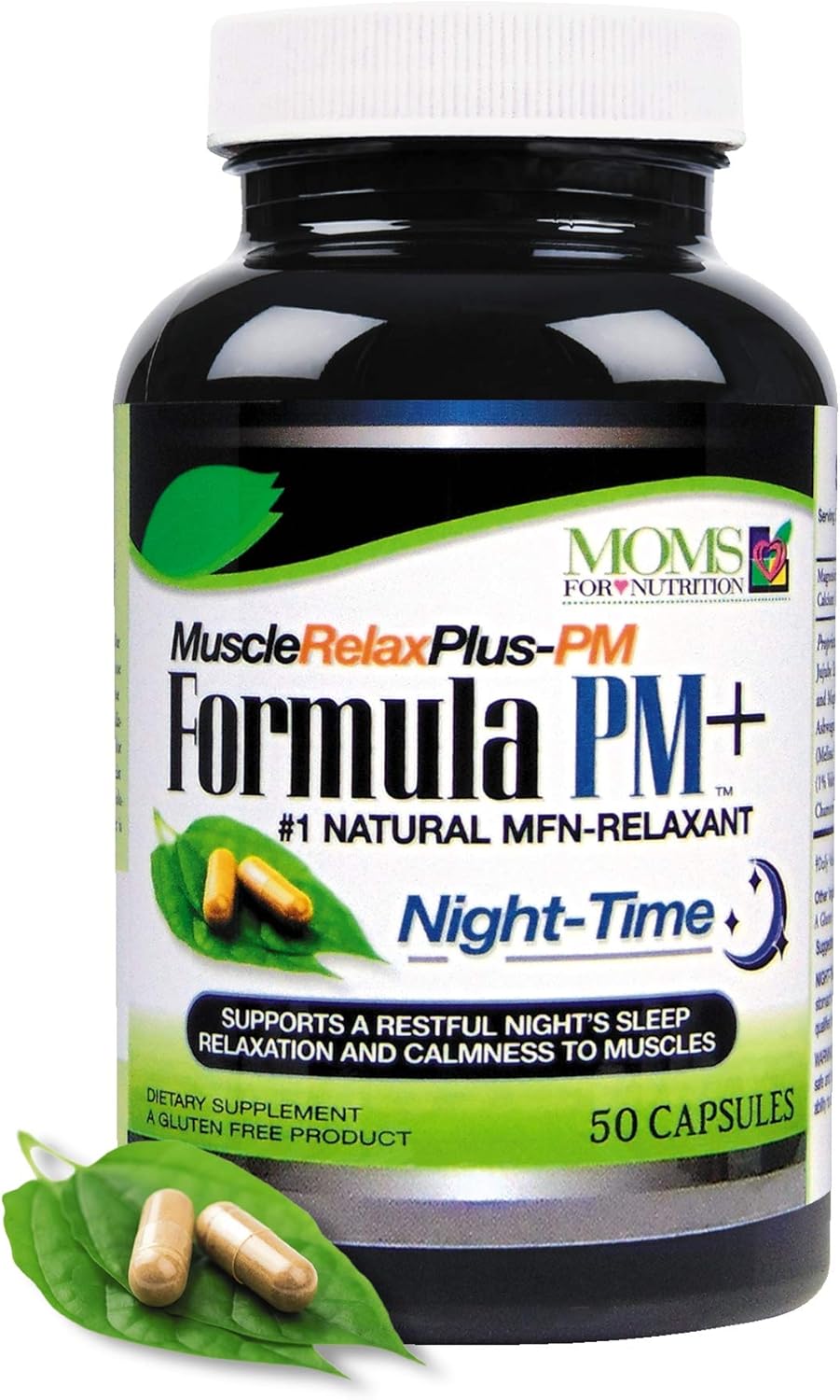 All Natural Muscle Relax Formula PM Plus - Maximum Strength Night-Time Relaxant - Moms For Nutrition - 50 Count